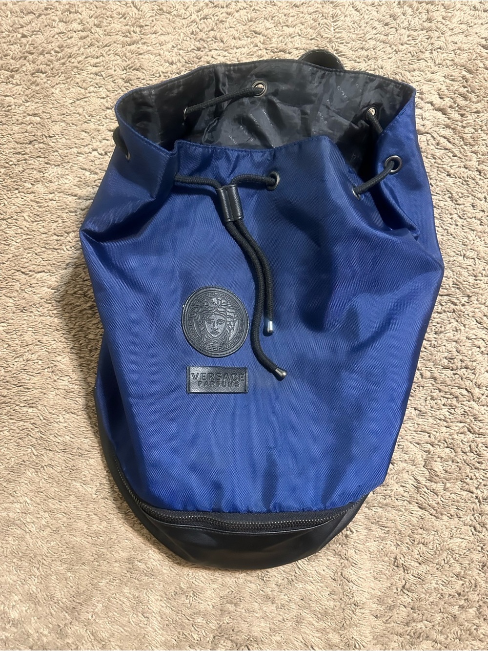 Vintage Versace “parfums” drawstring backpack 00s